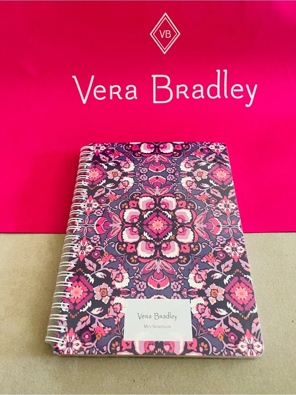 Vera Bradley Mini Spiral Notebook NWT Magenta Medallion. 160 pages